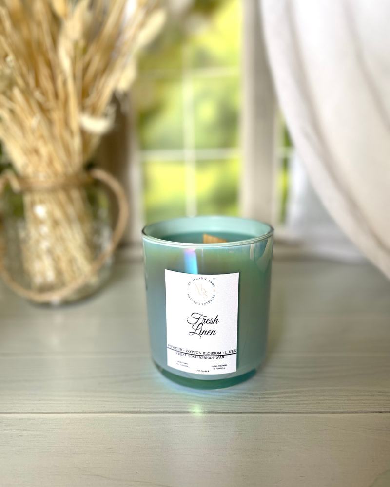Fresh Linen Organic Candle 16 oz. - Millwood Candles